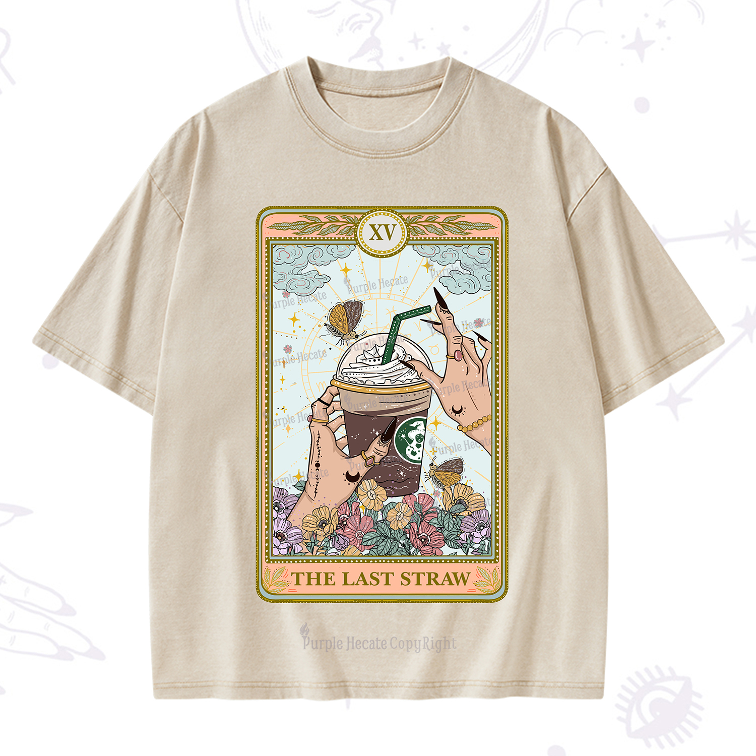 Purplehecate The Last Straw Tarot Washed T-Shirt