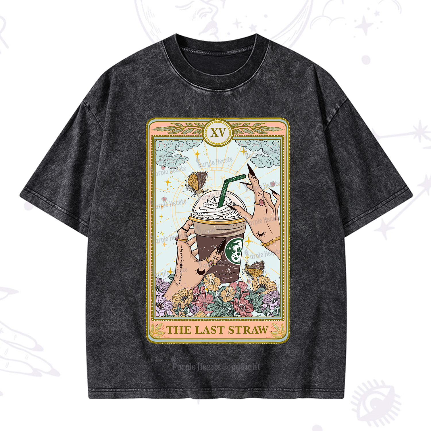 Purplehecate The Last Straw Tarot Washed T-Shirt