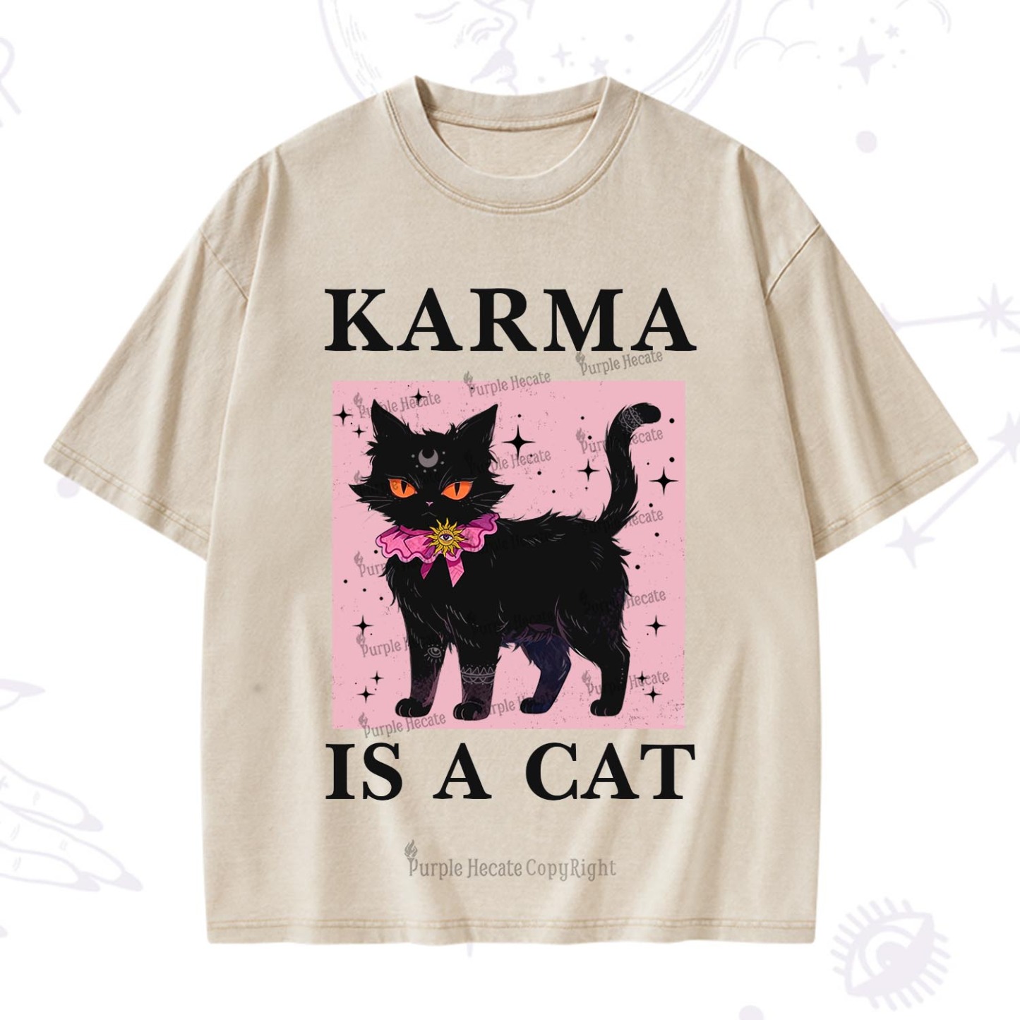 Purplehecate Karma Is A Cat Washed T-Shirt