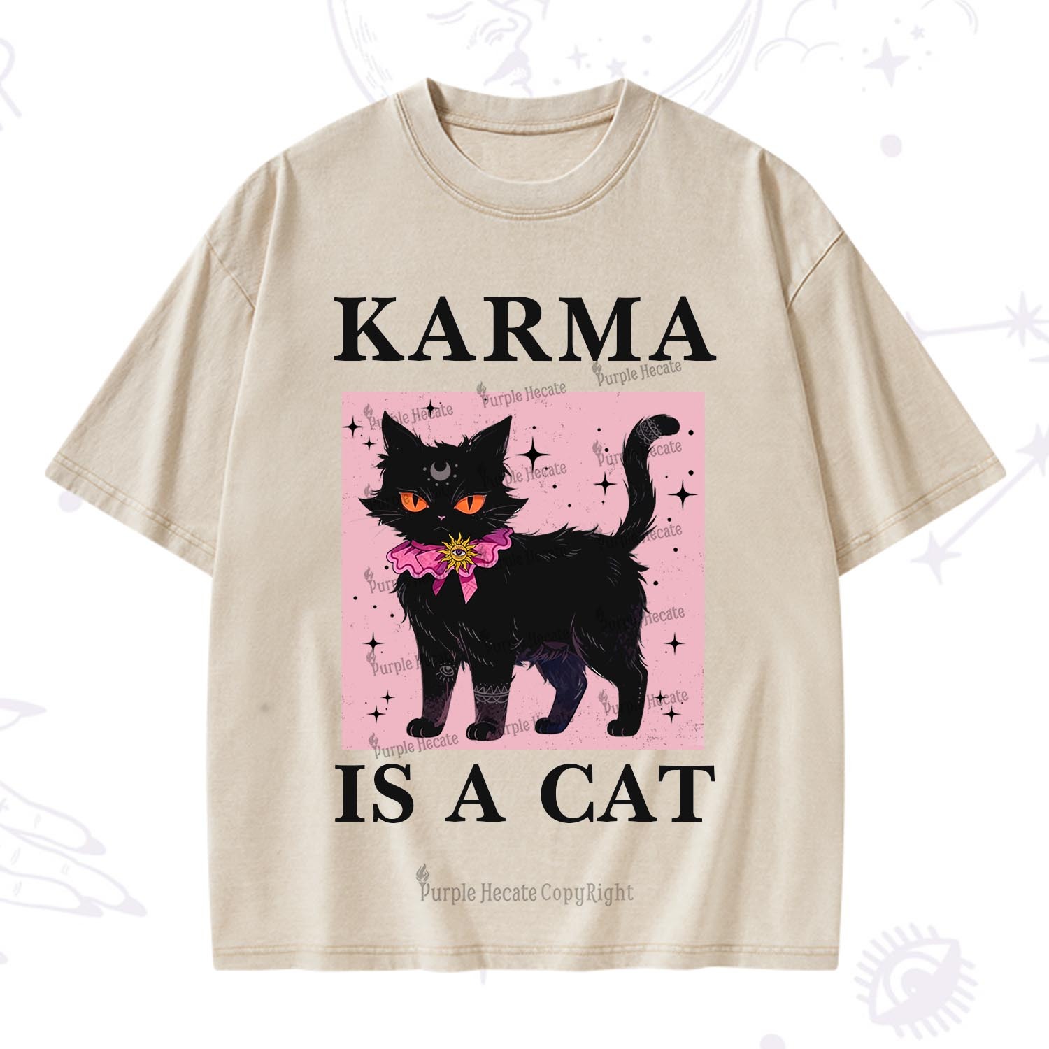 Purplehecate Karma Is A Cat Washed T-Shirt