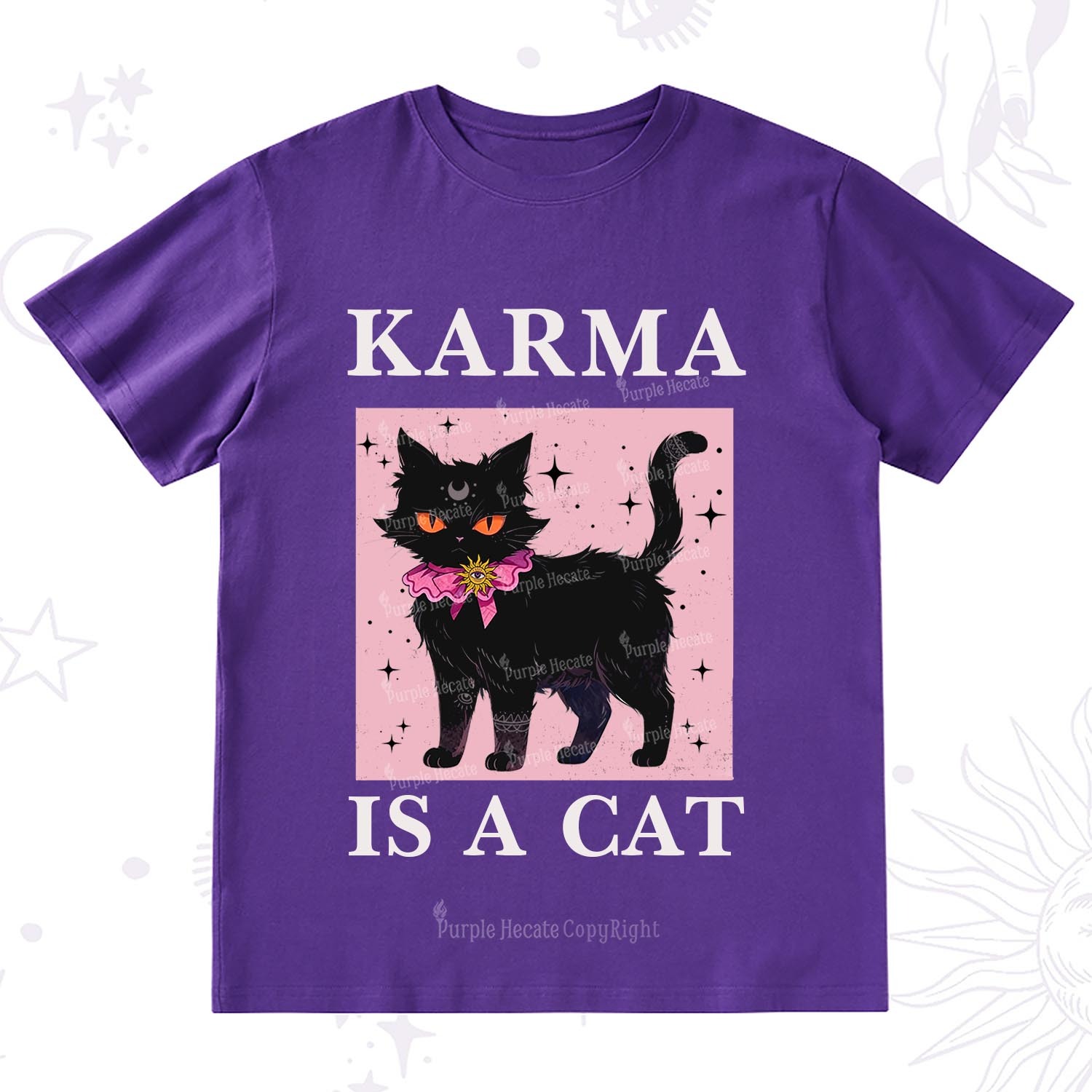 Purplehecate Karma Is A Cat T-Shirt