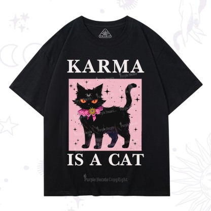 Purplehecate Karma Is A Cat T-Shirt