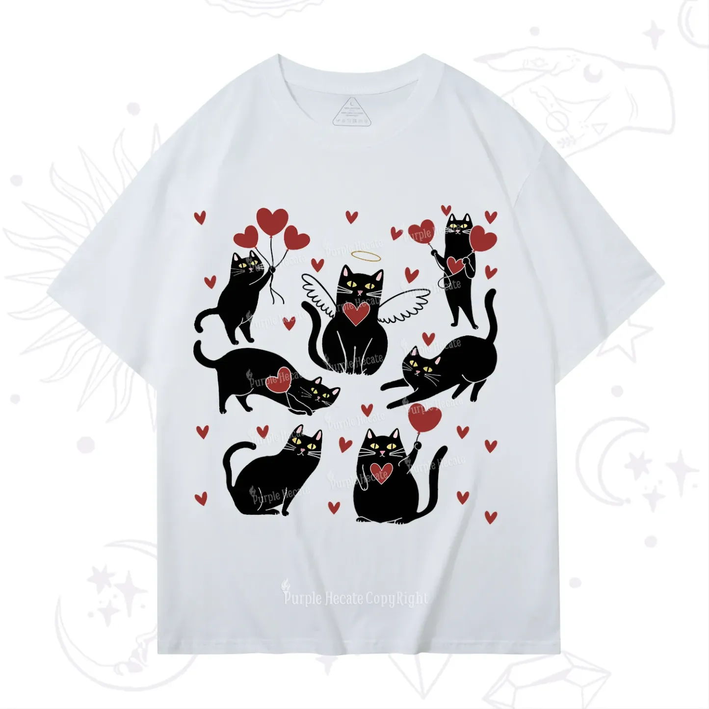 Purplehecate Meowy Valentine's Romantic Cat Valentine T-Shirt