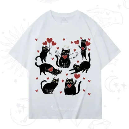 Purplehecate Meowy Valentine's Romantic Cat Valentine T-Shirt