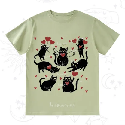 Purplehecate Meowy Valentine's Romantic Cat Valentine T-Shirt
