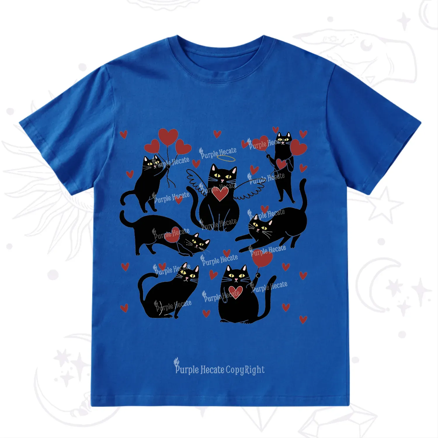 Purplehecate Meowy Valentine's Romantic Cat Valentine T-Shirt