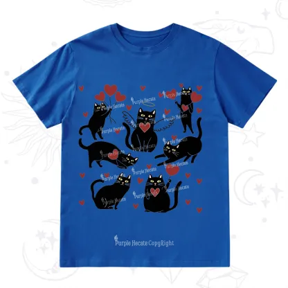 Purplehecate Meowy Valentine's Romantic Cat Valentine T-Shirt