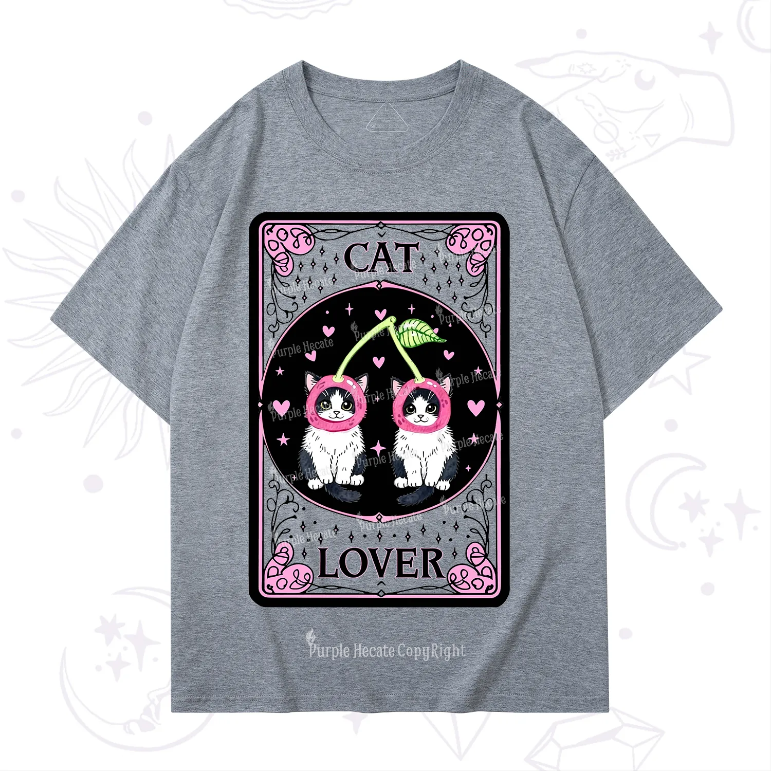 Purplehecate The Lovers Cherry Cat Tarot T-Shirt