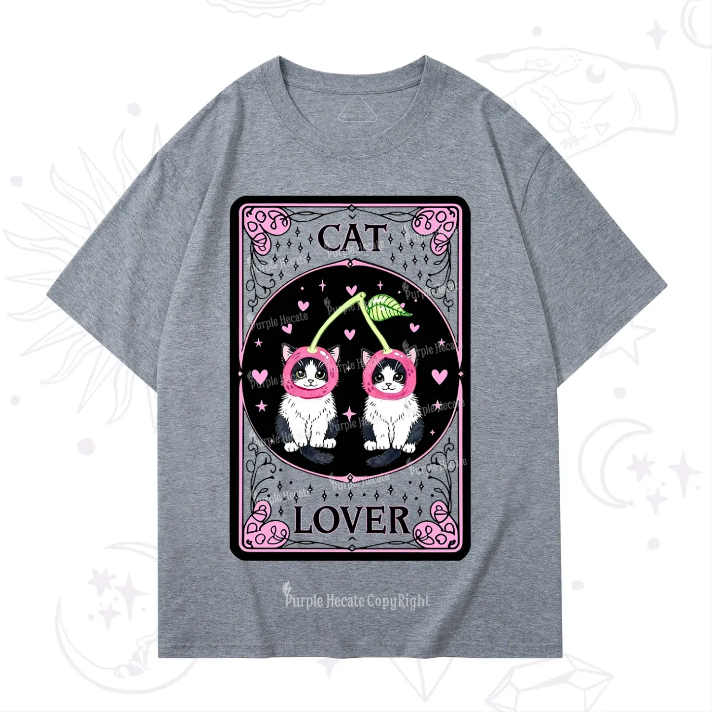 Purplehecate The Lovers Cherry Cat Tarot T-Shirt