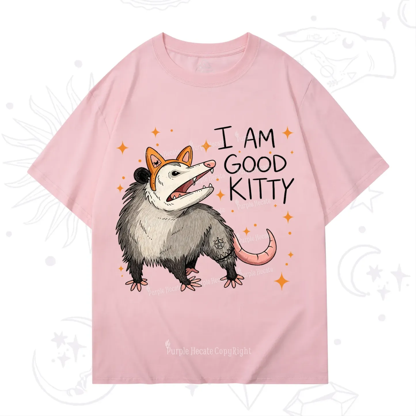 Purplehecate Funny Opossum I Am Good Kitty T-Shirt