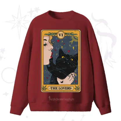 Purplehecate The Lovers Cat Tarot Fuzzy Ugly Sweater