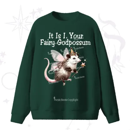 Purplehecate It Is I Your Fairy Godpossum Fuzzy Ugly Sweater