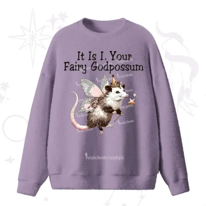 Purplehecate It Is I Your Fairy Godpossum Fuzzy Ugly Sweater