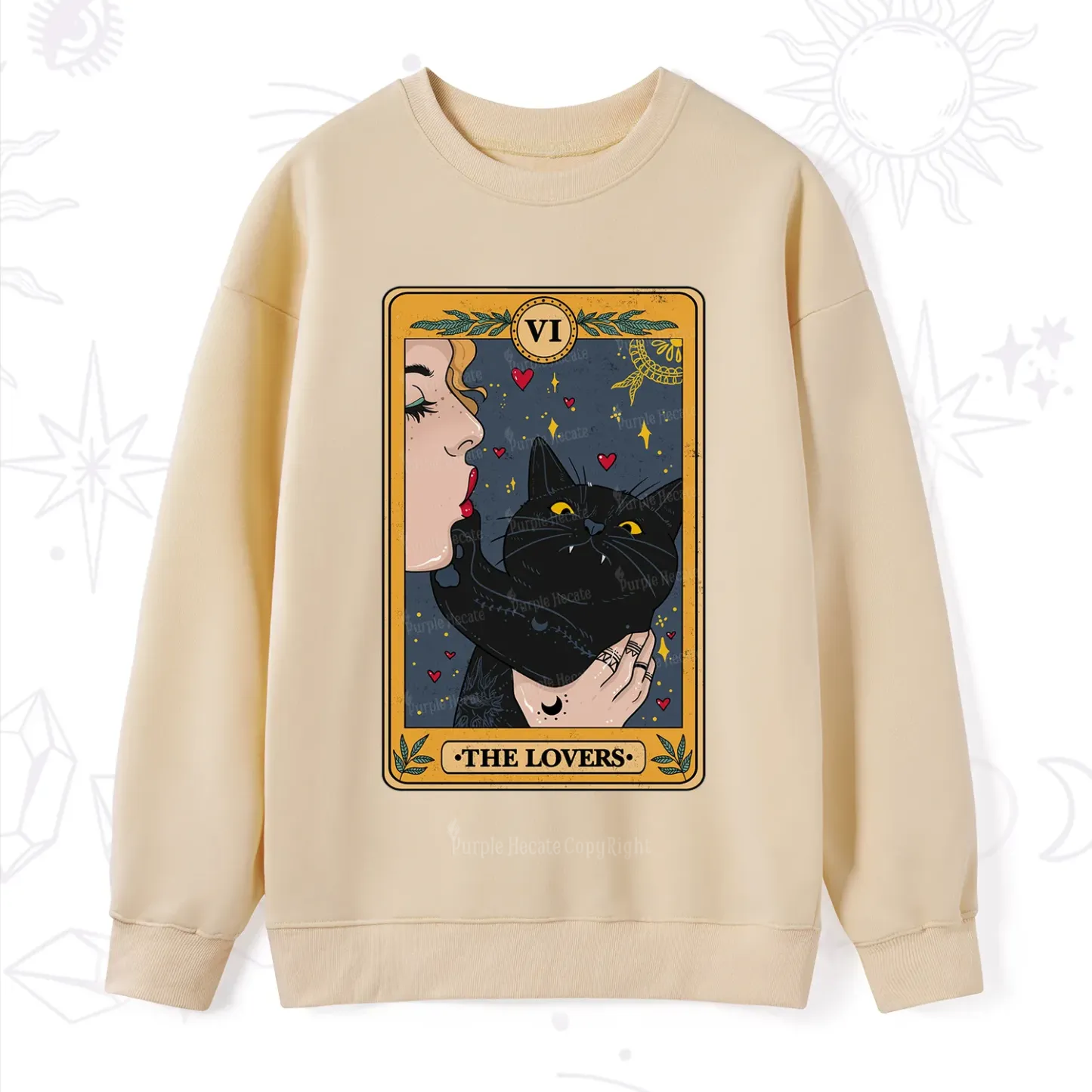 Purplehecate The Lovers Cat Tarot Sweatshirt