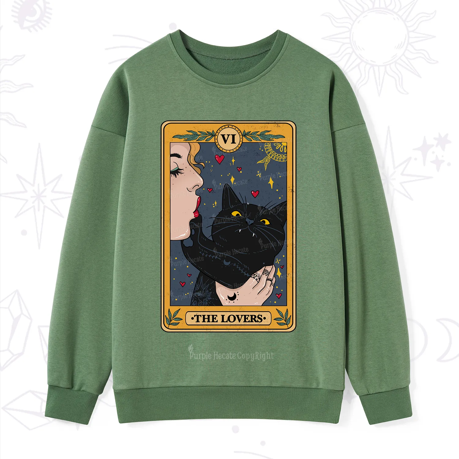 Purplehecate The Lovers Cat Tarot Sweatshirt