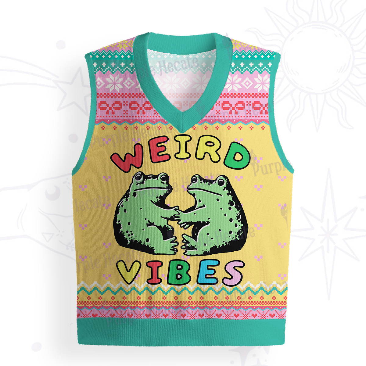 Purplehecate Weird Frog Vibes Ugly Sweater Vest
