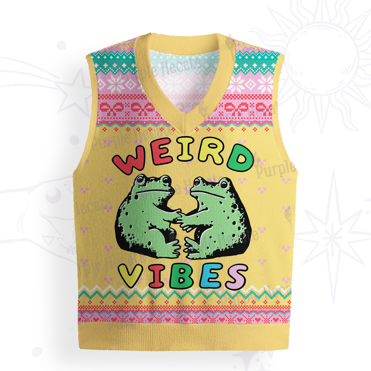 Purplehecate Weird Frog Vibes Ugly Sweater Vest