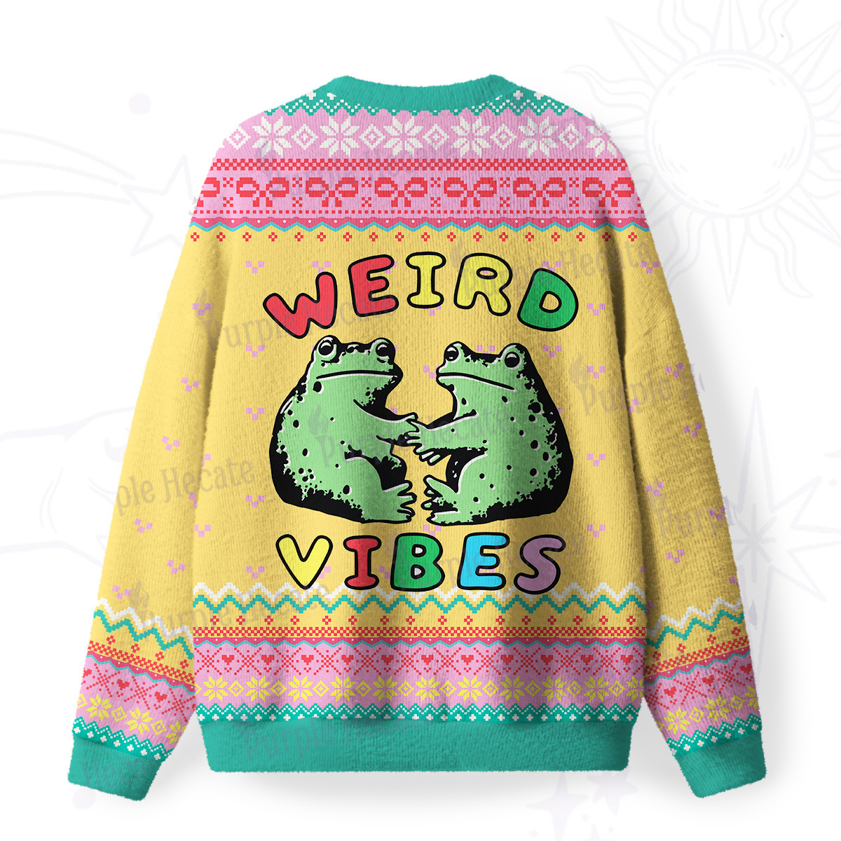 Purplehecate Weird Frog Vibes Fuzzy Ugly Sweatshirt