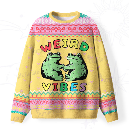 Purplehecate Weird Frog Vibes Fuzzy Ugly Sweatshirt