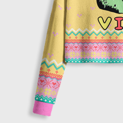 Purplehecate Weird Frog Vibes Crop Fuzzy Ugly Sweatshirt