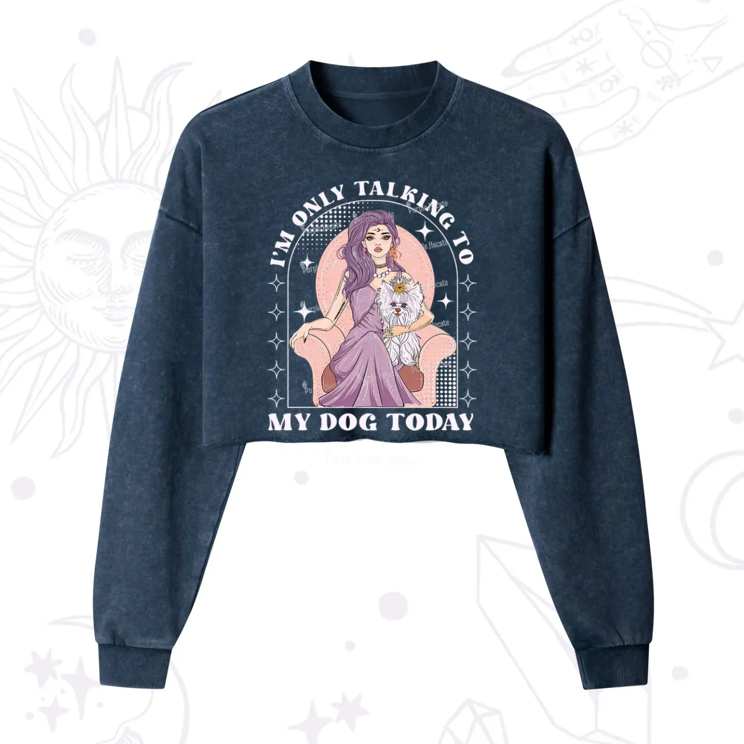 Purplehecate I'm Only Talking to My Dog Today Cropped Washed Sweatshirt