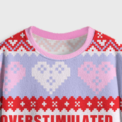 Purplehecate Overstimulated But Festive Possum Valentine Crop Fuzzy Ugly Sweatshirt
