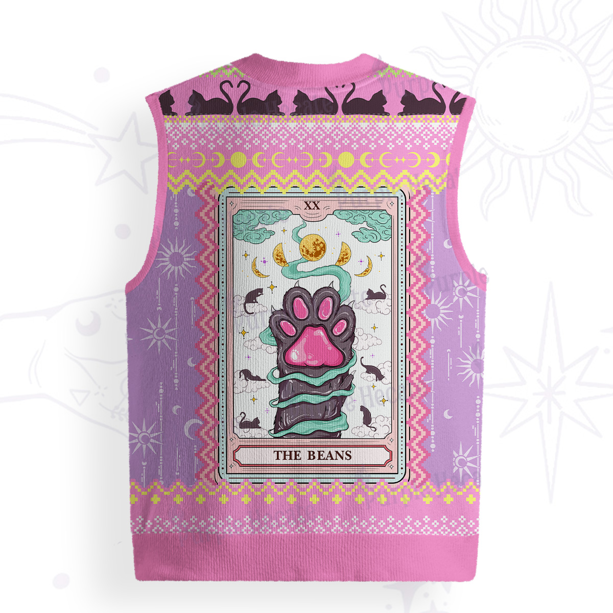 Purplehecate The Beans Cat Tarot Ugly Sweater Vest
