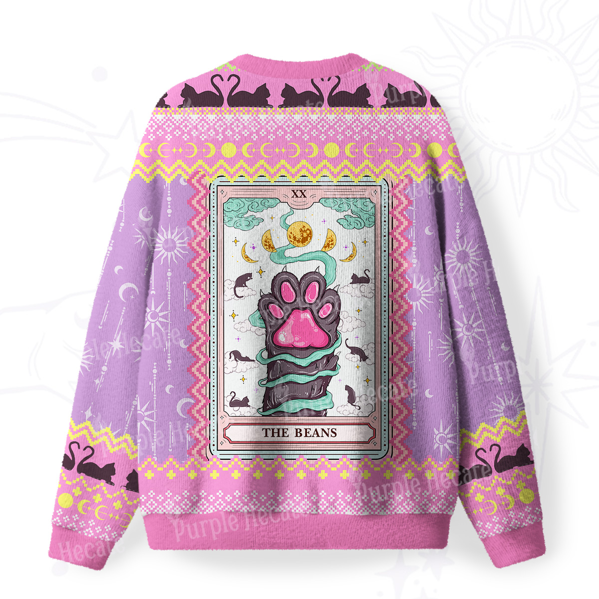 Purplehecate The Beans Cat Tarot Fuzzy Ugly Sweatshirt