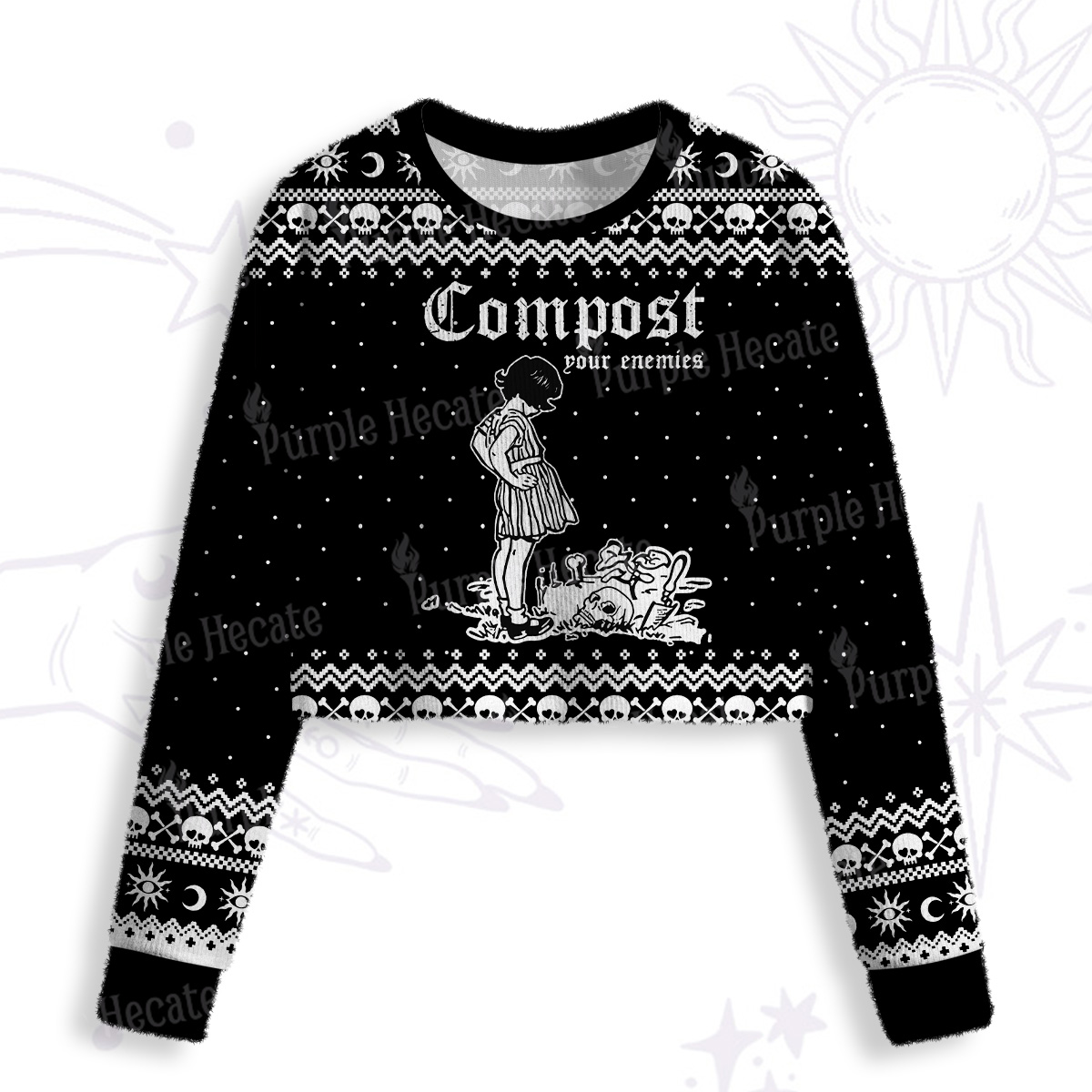 Purplehecate Compost Your Enemies Crop Fuzzy Ugly Sweatshirt