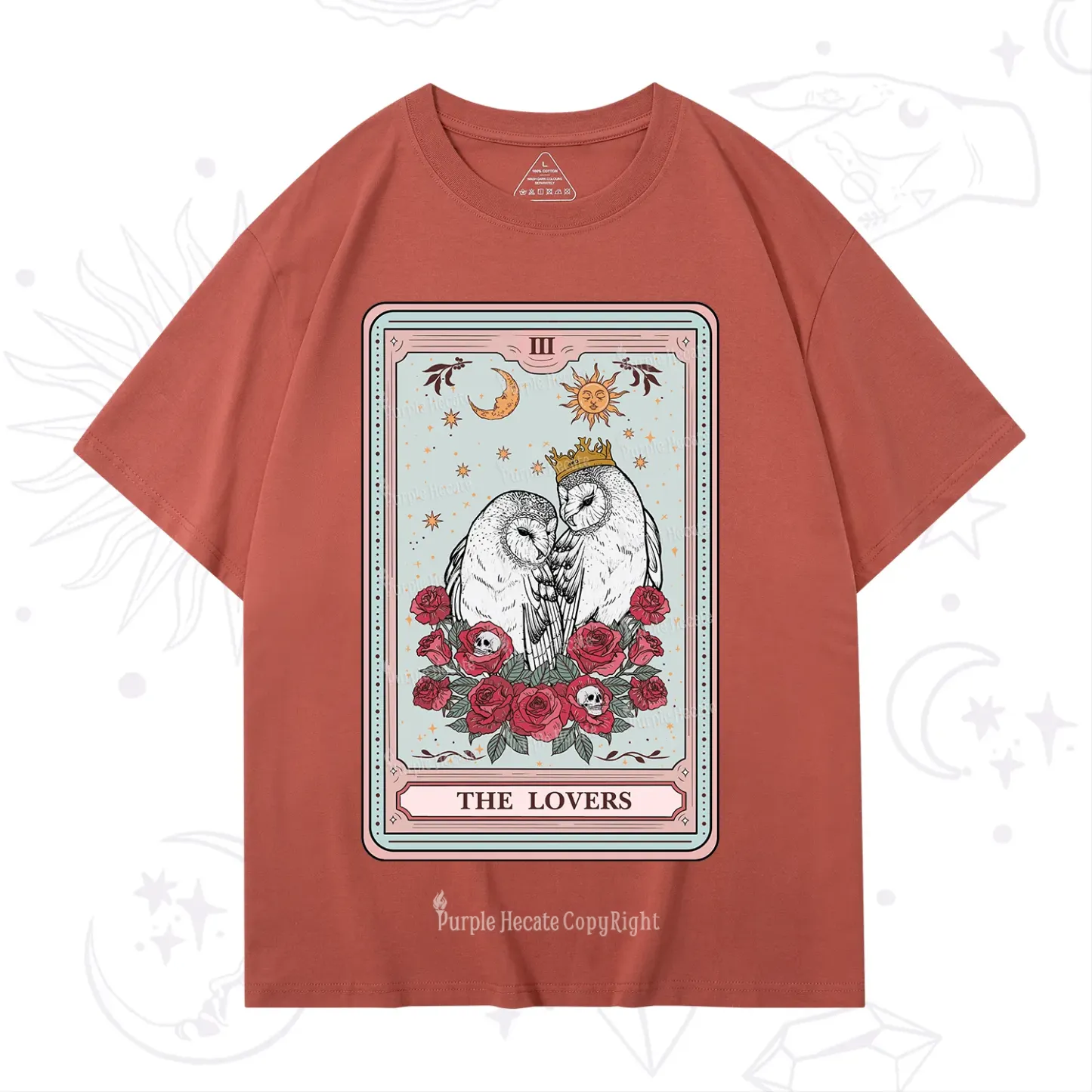 Purplehecate The Lovers Owls Tarot Card T-Shirt