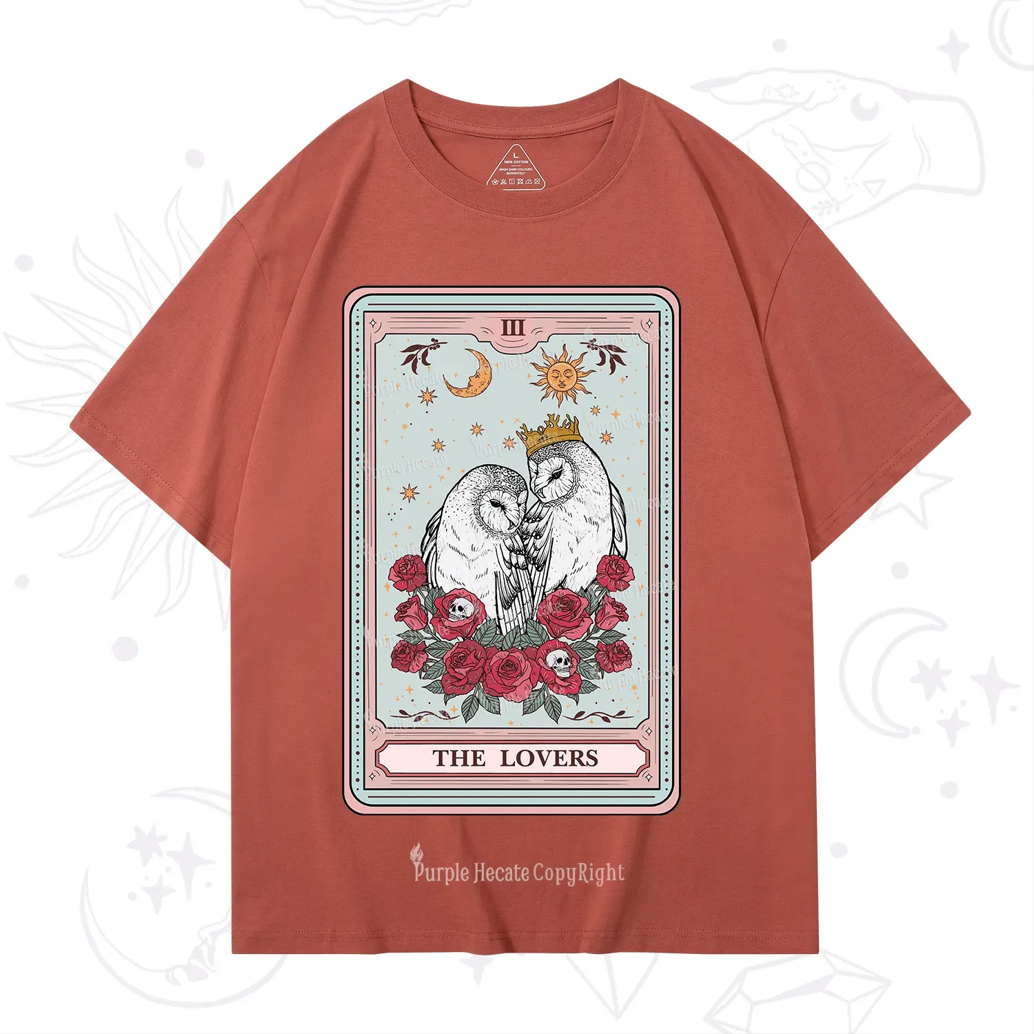 Purplehecate The Lovers Owls Tarot Card T-Shirt