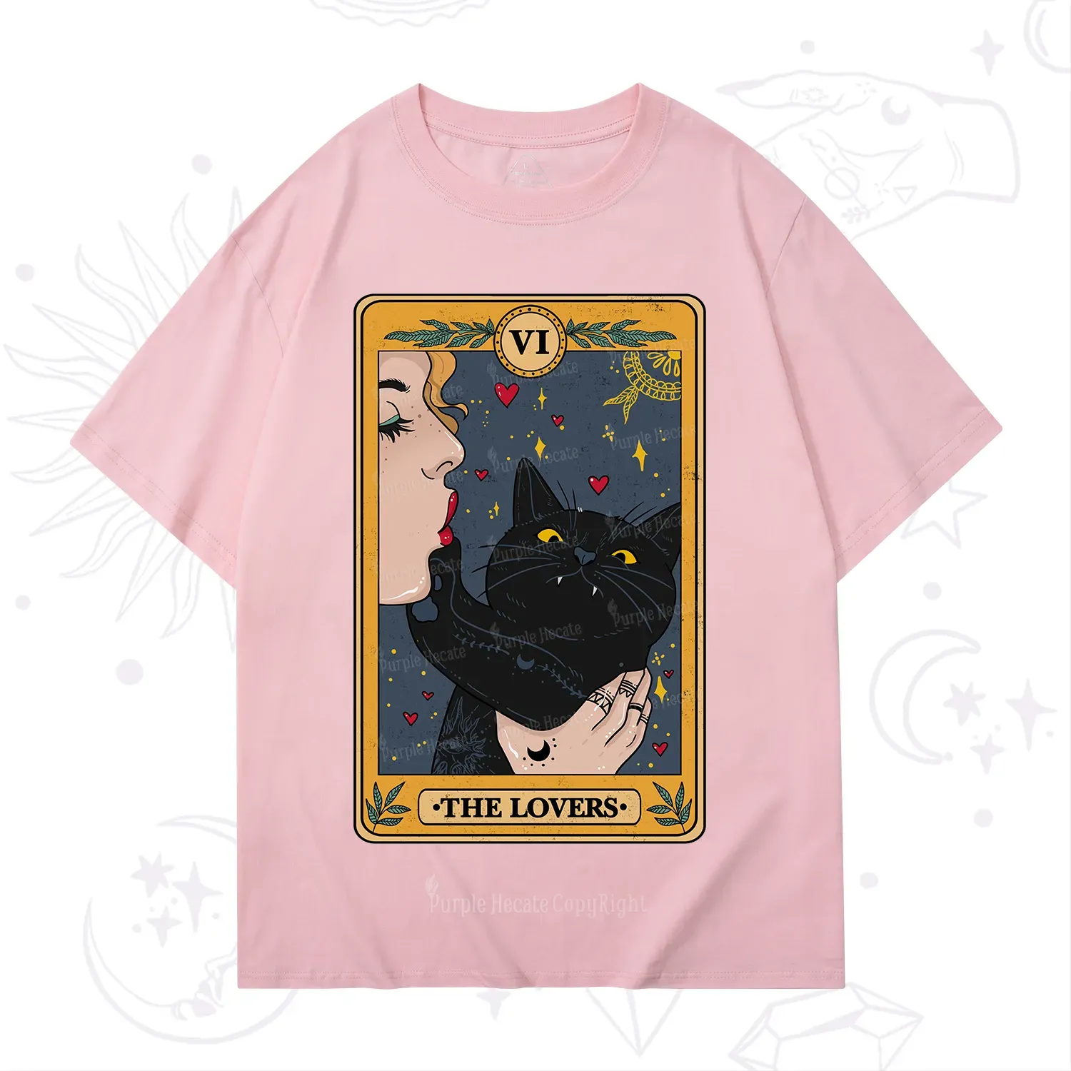 Purplehecate The Lovers Cat Tarot T-Shirt