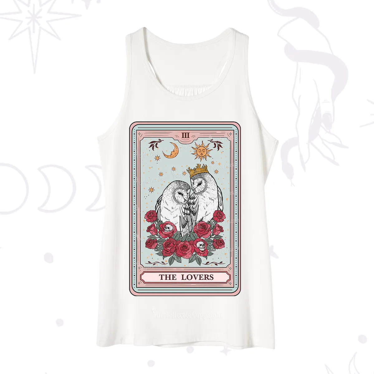 Purplehecate The Lovers Owls Tarot Card Tank