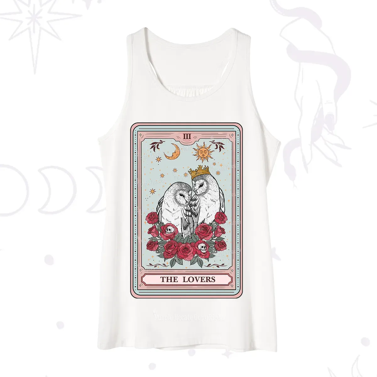 Purplehecate The Lovers Owls Tarot Card Tank