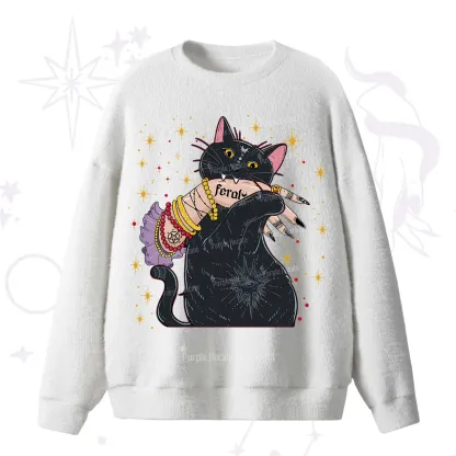 Purplehecate Feral Cat Fuzzy Ugly Sweater