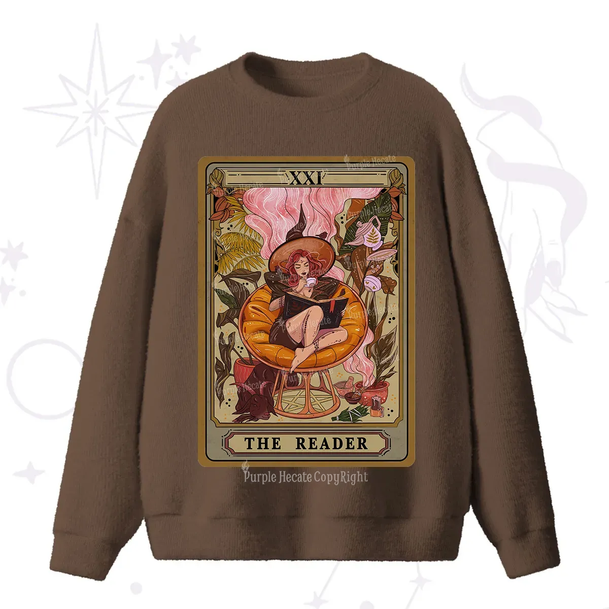Purplehecate The Reader Tarot Card Fuzzy Ugly Sweater