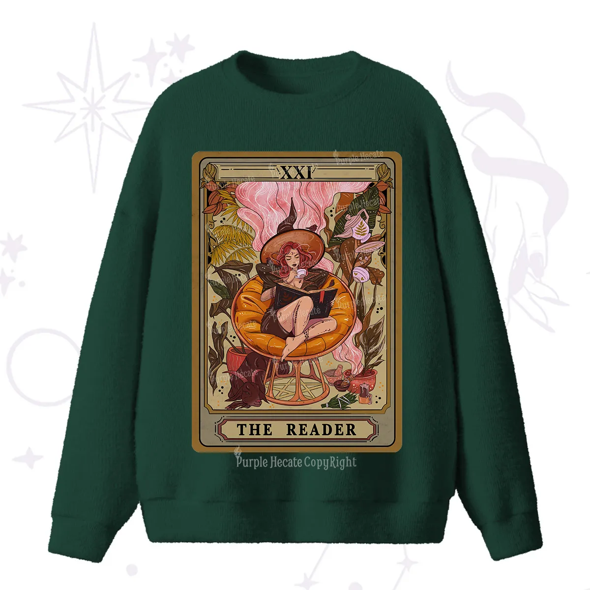 Purplehecate The Reader Tarot Card Fuzzy Ugly Sweater