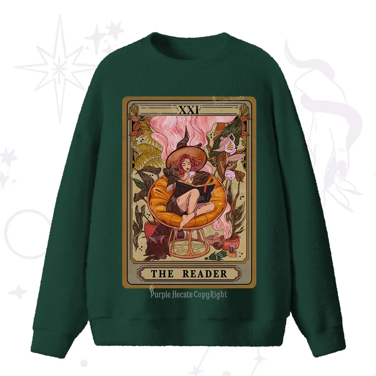 Purplehecate The Reader Tarot Card Fuzzy Ugly Sweater