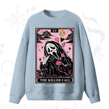 Purplehecate The Killer Call Tarot Card Fuzzy Ugly Sweater