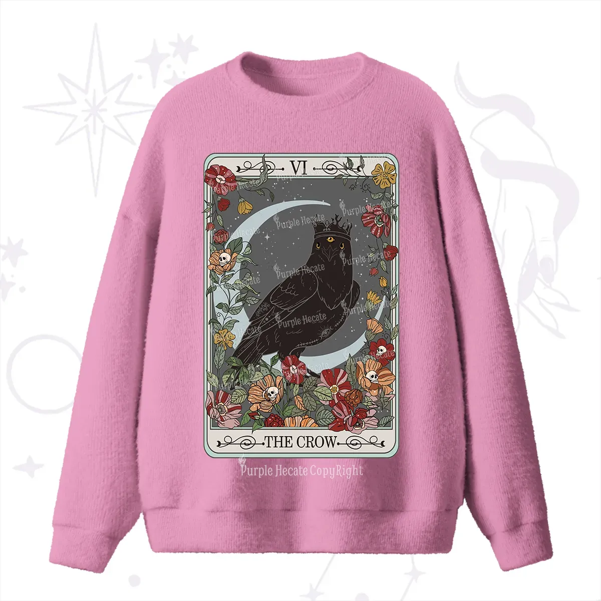 Purplehecate The Crow Tarot Card Fuzzy Ugly Sweater