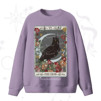 Purplehecate The Crow Tarot Card Fuzzy Ugly Sweater