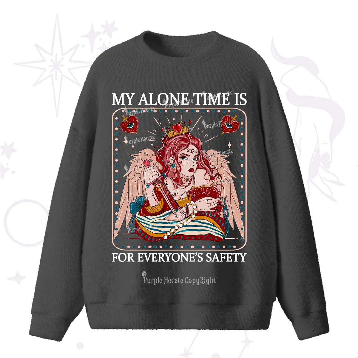 Purplehecate My Alone Time Is For Everyone's Safety Fuzzy Ugly Sweater