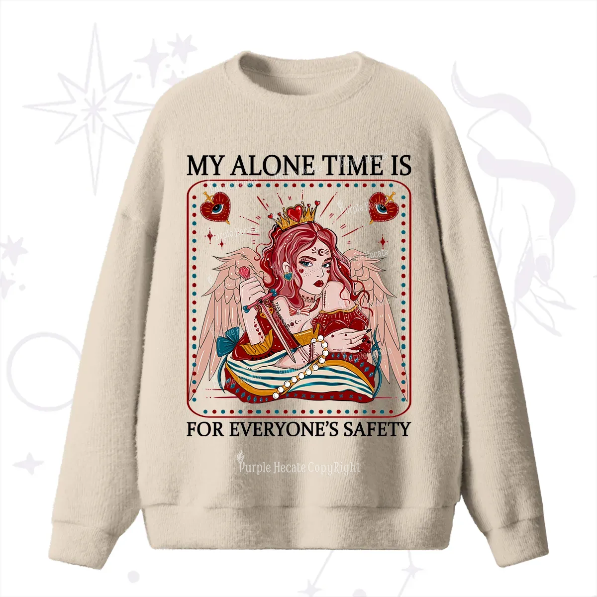 Purplehecate My Alone Time Is For Everyone's Safety Fuzzy Ugly Sweater