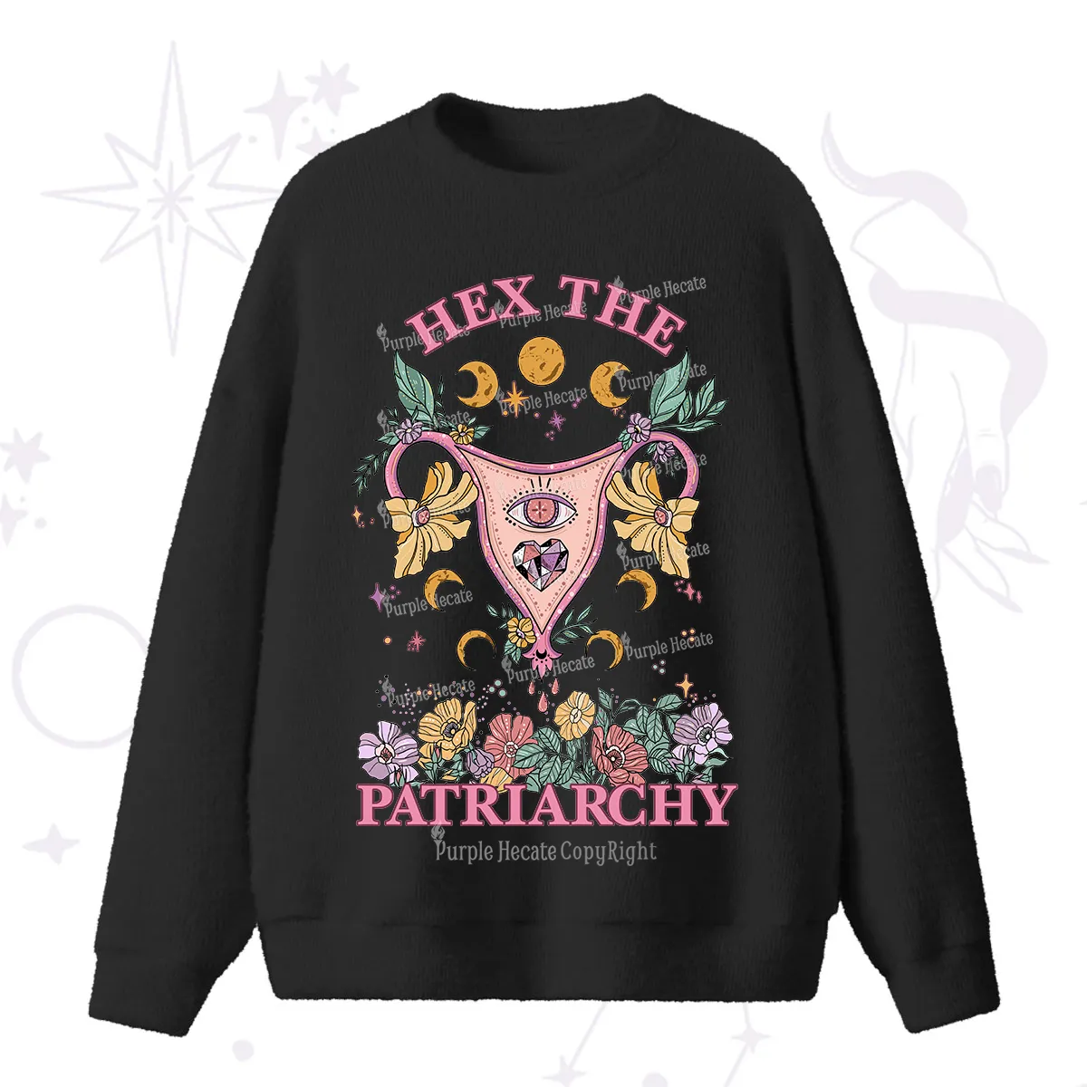 Purplehecate Hex the Patriarchy Feminist Fuzzy Ugly Sweater