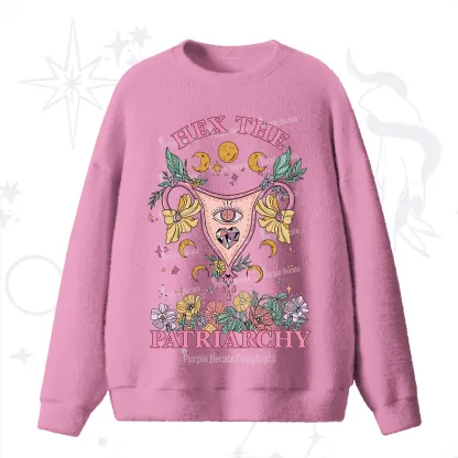 Purplehecate Hex the Patriarchy Feminist Fuzzy Ugly Sweater