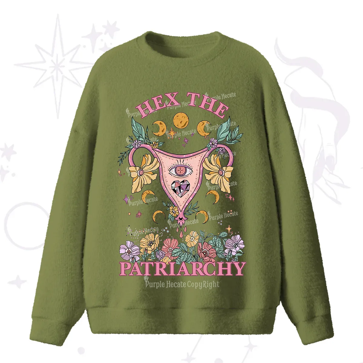 Purplehecate Hex the Patriarchy Feminist Fuzzy Ugly Sweater