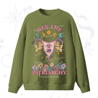 Purplehecate Hex the Patriarchy Feminist Fuzzy Ugly Sweater
