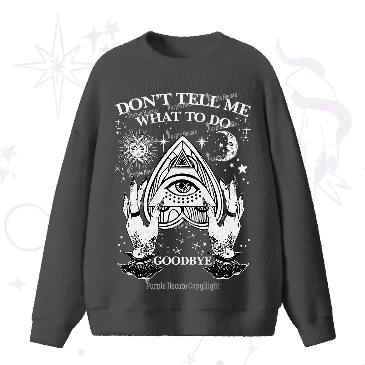 Purplehecate Don't Tell Me What To Do Witch Planchette Eye Fuzzy Ugly Sweater