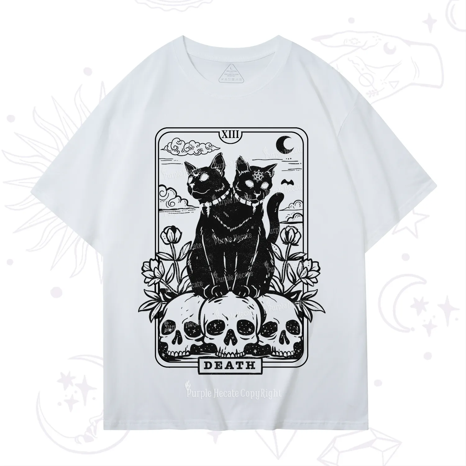 Purplehecate The Black Cat Death Tarot Card T-Shirt