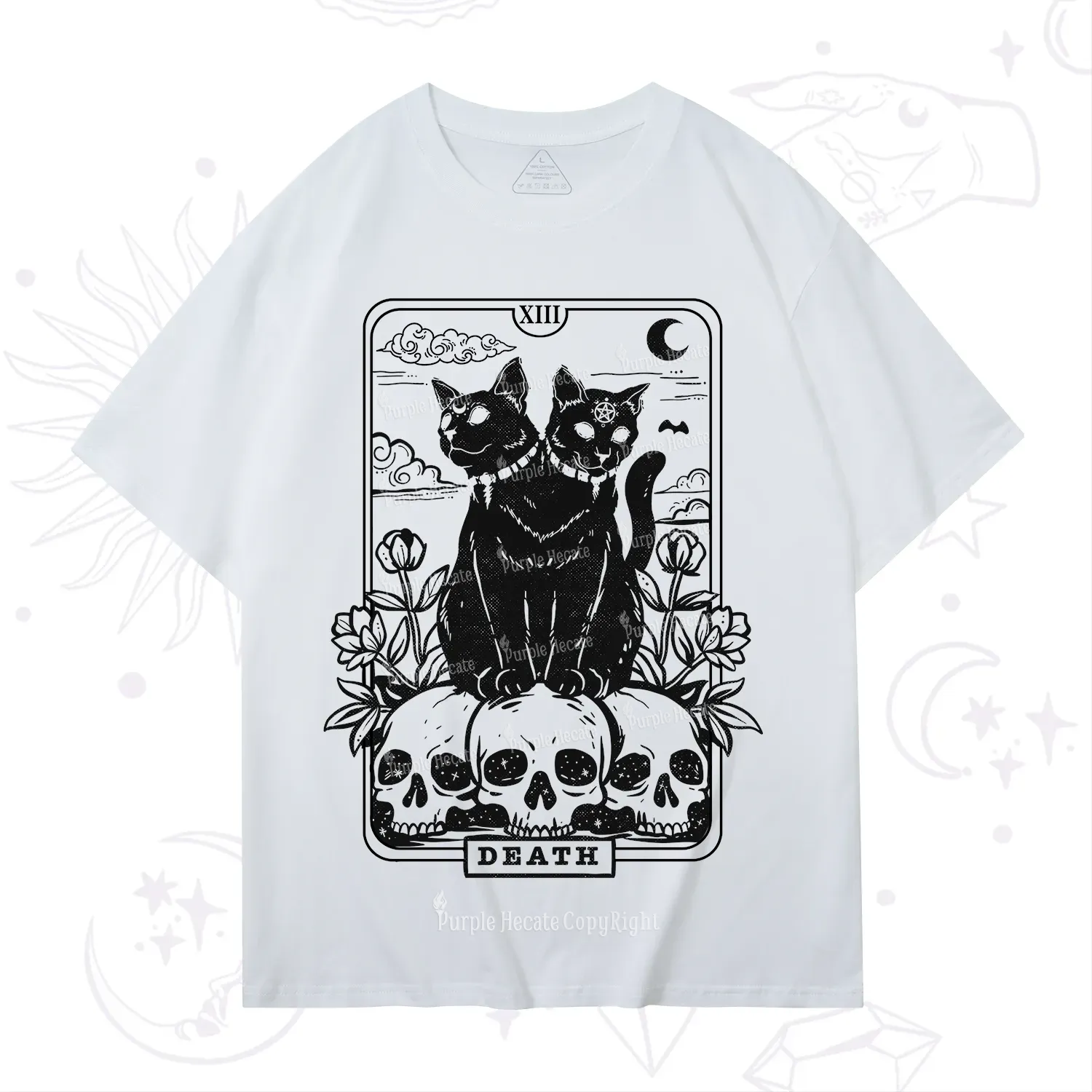 Purplehecate The Black Cat Death Tarot Card T-Shirt